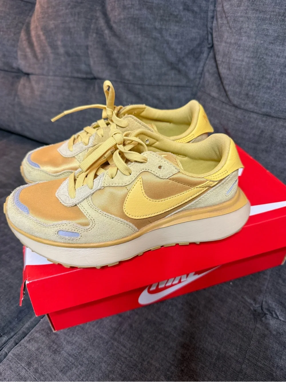 Nike Yellow Retro-Style Mesh & Suede Sneakers